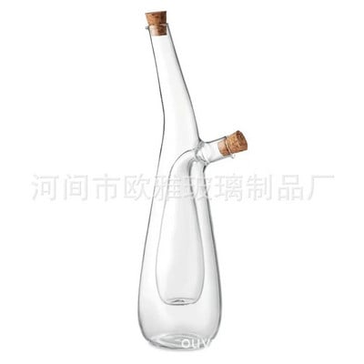 2 az 1-ben Dupla rétegű üvegszósz olaj ecet üveges fűszerezés fűszerezés lezárt konyhai tároló palackok üvegek konyhai eszközök