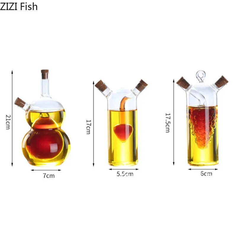 2 az 1-ben Dupla rétegű üvegszósz olaj ecet üveges fűszerezés fűszerezés lezárt konyhai tároló palackok üvegek konyhai eszközök