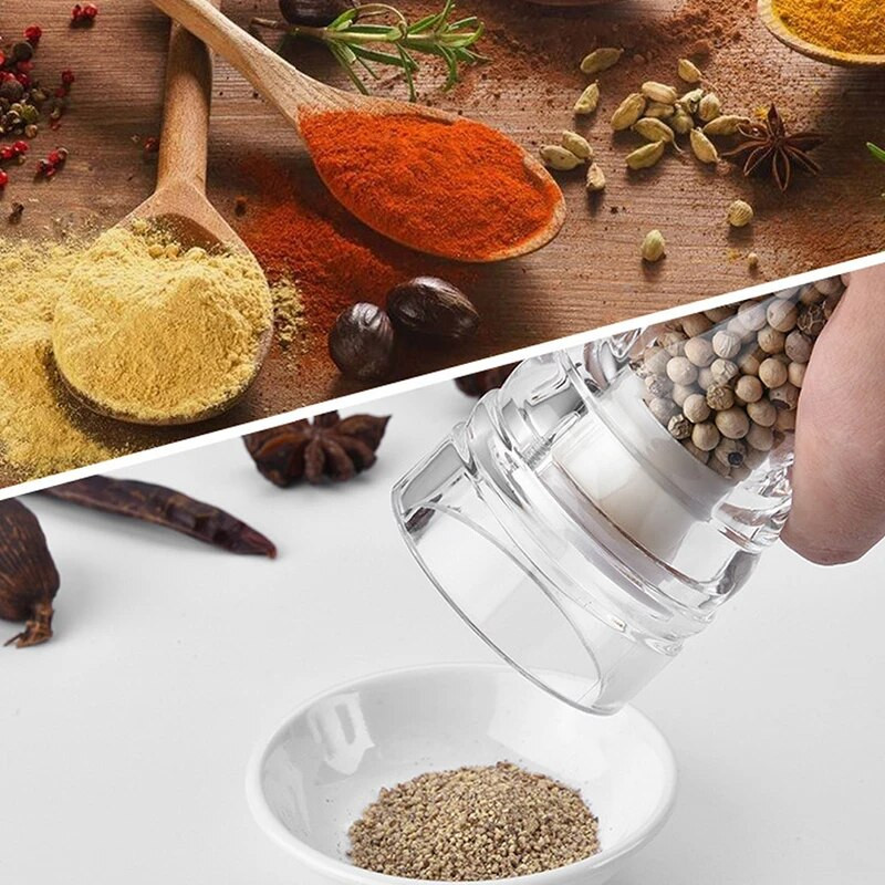 Akrilo prieskonių malūnėlis Akrilo rankinis pipirų malūnėlis, druskos prieskonių malūnėlis, skaidrus virtuvės šlifavimo įrankis 162/137/110 mm