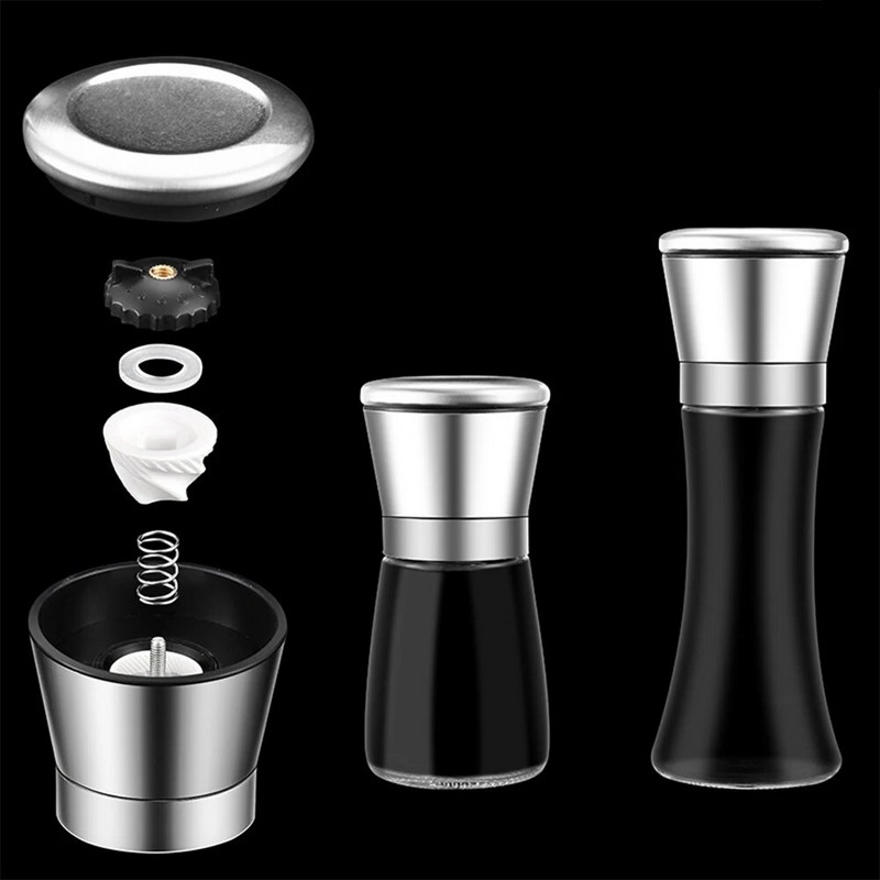 Druskos ir pipirų malūnėlis su reguliuojamu stambiu kiekiu, pakartotinai užpildomu malūno virtuvės įtaisu