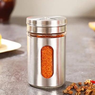 Rozsdamentes acél fűszer tégelyek kiterülő üveg palack grill edény paprika fogpiszkáló tartó forgó sótartó