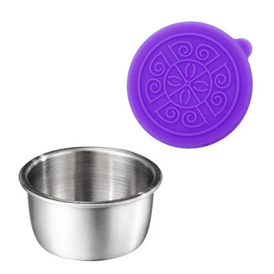 Salotų padažo indelis Į 6x2,5 uncijos nerūdijančio plieno mažą prieskonių talpyklą su dangteliais, nepraleidžiančiais dangteliais, skirta vaikų pietų indų dėžutei