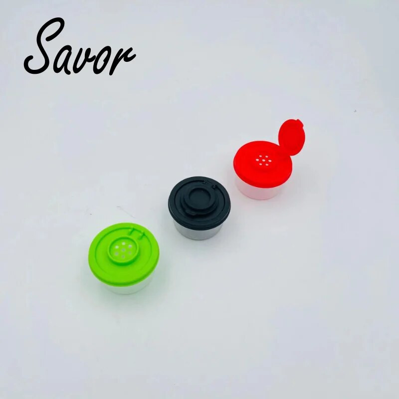 Prieskonių buteliukas Mini druskos ir pipirų plaktuvas Piknikas lauko virtuvės priešpiečių dėžutė Kelioniniai prieskoniai Skaidrus spalvotas dangtelis Plastikinis sandariklis