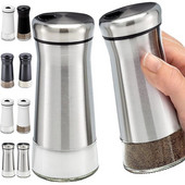 Σετ γυάλινες δονητές αλατιού και πιπεριού με ρυθμιζόμενες τρύπες από ανοξείδωτο ατσάλι Salt shaker και Pepper Shaker Farmhouse Αλατάκι
