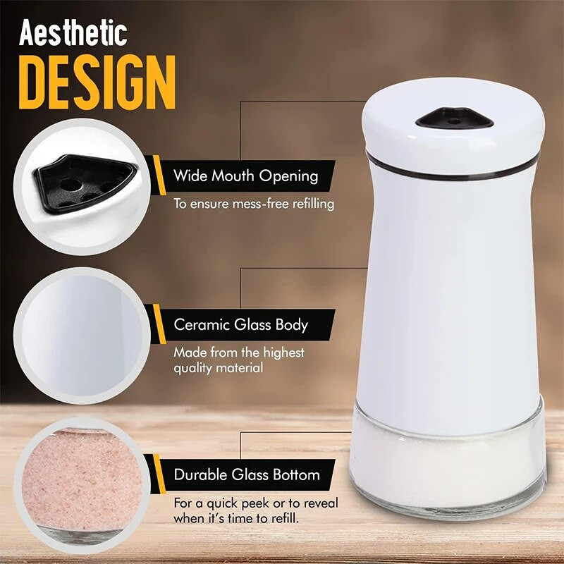 Σετ γυάλινες δονητές αλατιού και πιπεριού με ρυθμιζόμενες τρύπες από ανοξείδωτο ατσάλι Salt shaker και Pepper Shaker Farmhouse Αλατάκι