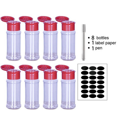 Stiklainiai prieskoniams Prieskonių indelis Plastikinis kepsnių prieskonių virtuvės įtaisas Druskos ir pipirų plaktuvas prieskonių virtuvės įrankis