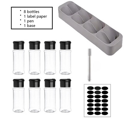 Stiklainiai prieskoniams Prieskonių indelis Plastikinis kepsnių prieskonių virtuvės įtaisas Druskos ir pipirų plaktuvas prieskonių virtuvės įrankis