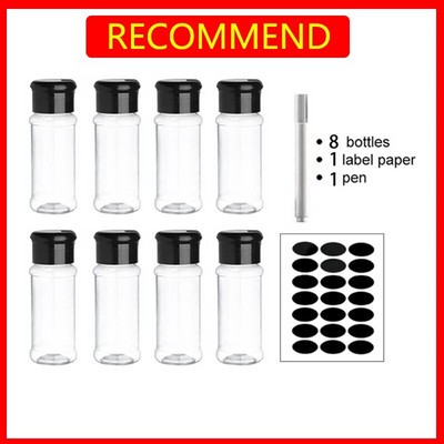 Stiklainiai prieskoniams Prieskonių indelis Plastikinis kepsnių prieskonių virtuvės įtaisas Druskos ir pipirų plaktuvas prieskonių virtuvės įrankis