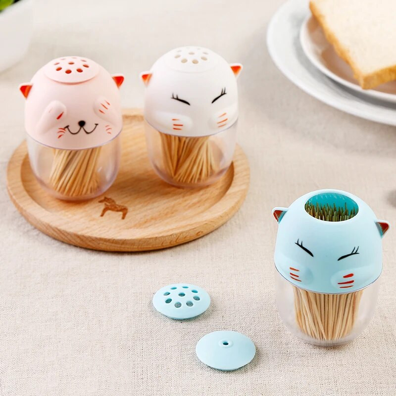 Mielas katės formos prieskonių indelis Sveikatai saugus ABS plastiko tempero druskos pipirų butelis BBQ virtuvės maisto ruošimo įrankiams Dantų krapštuko laikiklis