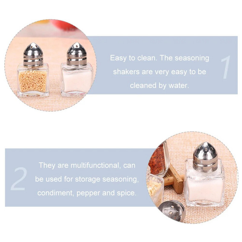 10 db Sószóró Üveg Fűszeres BBQ Kis Terrárium Átlátszó Tartály Fedő Paprika szett Mini Jar