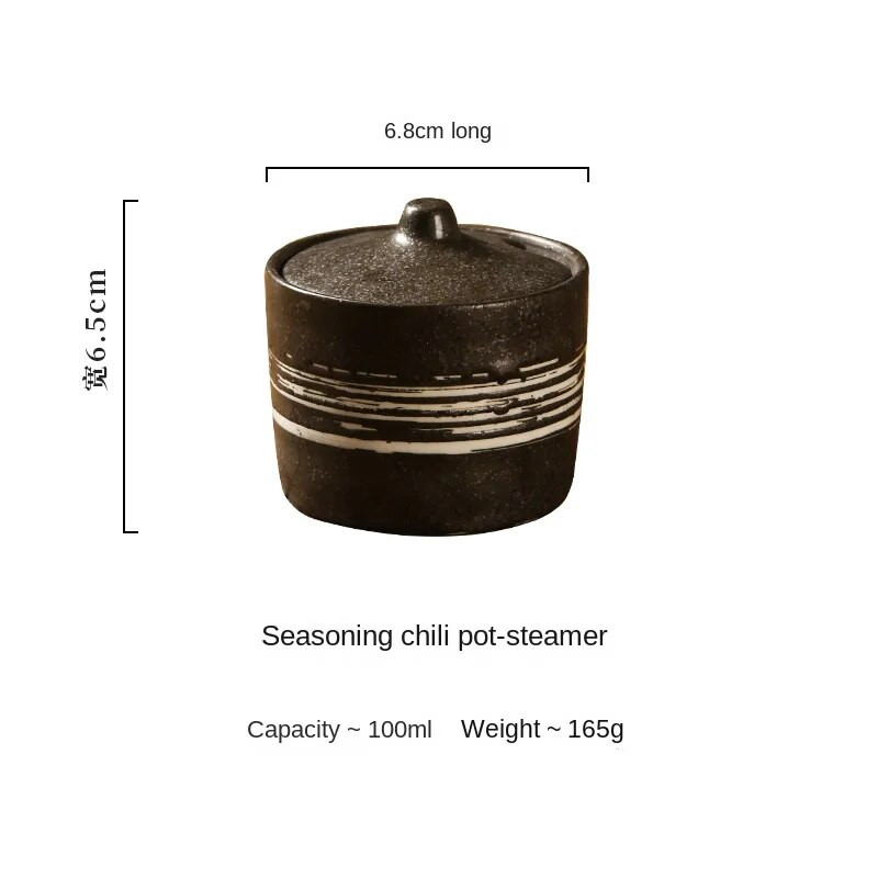 Japoniško stiliaus vintažinis keraminis prieskonių stiklainis čili laikymo dėžutė su dangteliu Cukraus stiklainis Grilio prieskonių dėžutė virtuvės reikmenys porcelianas