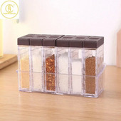 Átlátszó műanyag fűszerező dobozok konyhai sótartó bors fűszertároló tartály kültéri BBQ fűszernövény eszközök, 6db