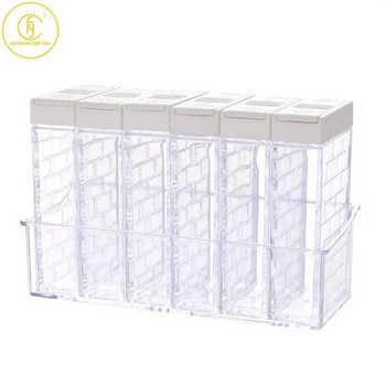 Прозрачни пластмасови кутии за органайзери за подправки Кухненска солница Контейнер за съхранение на подправки за пипер Външно барбекю Инструменти за подправки, билки, 6 бр.