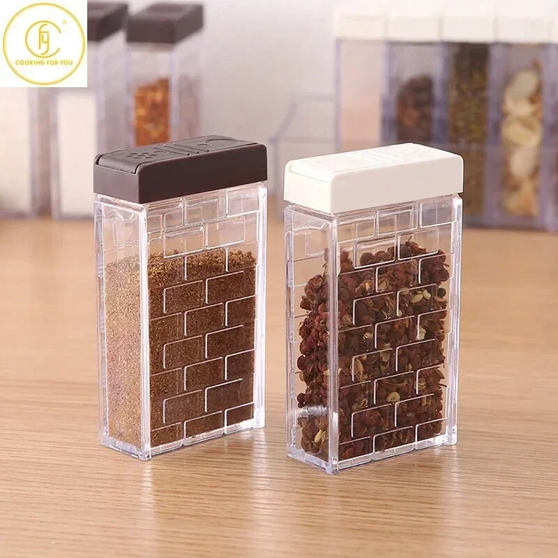 Átlátszó műanyag fűszerező dobozok konyhai sótartó bors fűszertároló tartály kültéri BBQ fűszernövény eszközök, 6db