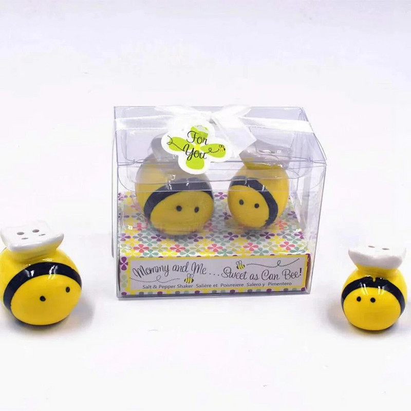 Mieli bičių keraminiai prieskonių buteliukai 2 vnt virtuvės pipirų druskos prieskonių miltelių buteliuko laikymo vestuvėms dovanoms rankdarbiams prieskonių indelių rinkinys
