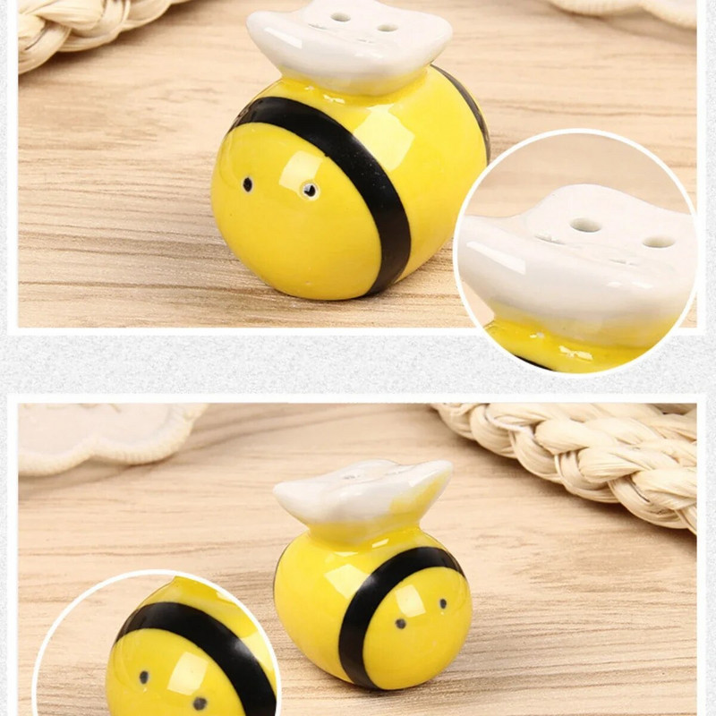 Mieli bičių keraminiai prieskonių buteliukai 2 vnt virtuvės pipirų druskos prieskonių miltelių buteliuko laikymo vestuvėms dovanoms rankdarbiams prieskonių indelių rinkinys