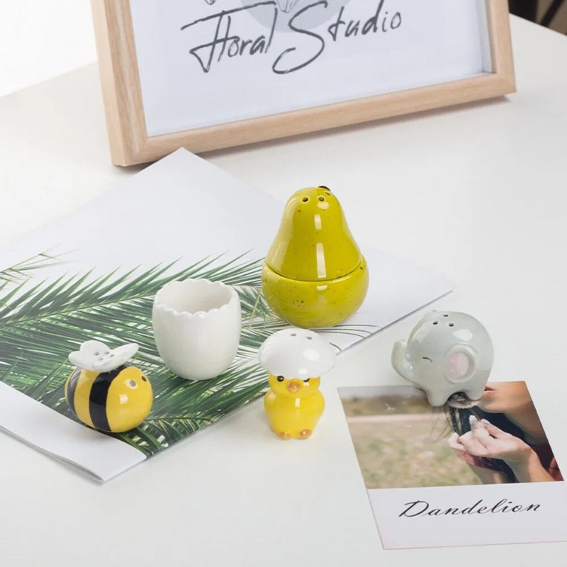 Slatka pčela, sol, papar, boca za začine, mini posuda za začine protiv začepljenja, crtani životinjski spremnik za začine