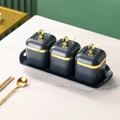 Set kutija za začine Sol Papar Stalak za začine Staklenka Posuda za šećer za kuhinjske gadgete Setovi uređaja Kutija za začine s poklopcem Alat za organizator