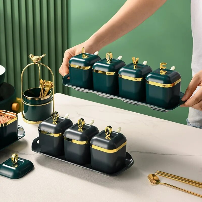 Set kutija za začine Sol Papar Stalak za začine Staklenka Posuda za šećer za kuhinjske gadgete Setovi uređaja Kutija za začine s poklopcem Alat za organizator