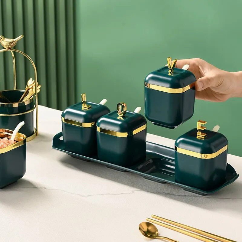 Set kutija za začine Sol Papar Stalak za začine Staklenka Posuda za šećer za kuhinjske gadgete Setovi uređaja Kutija za začine s poklopcem Alat za organizator