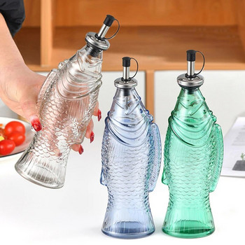 Γυάλινο μπουκάλι λαδιού 350ml Δημιουργικό εργαλείο καρυκευμάτων σε σχήμα ψαριού Μπουκάλι οικιακού σησαμέλαιου Κουζίνα Διαφανές γυάλινο μπουκάλι λαδιού