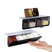 Prieskonių dėžutė, druskos pipirų prieskonių lentynėlė, indelis su cukrumi, sieninis virtuvės prieskonių laikiklis