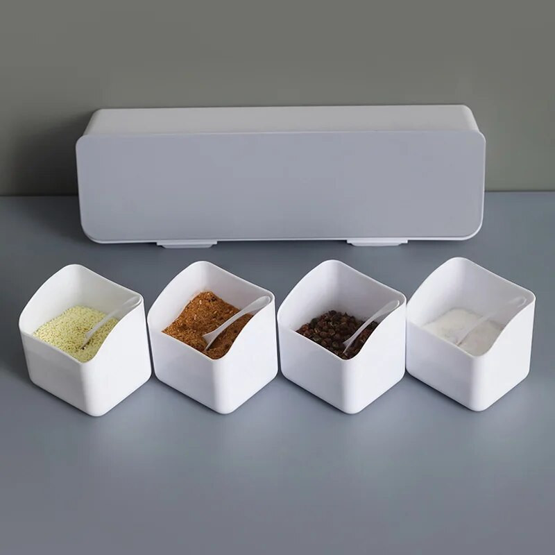 Prieskonių dėžutė, druskos pipirų prieskonių lentynėlė, indelis su cukrumi, sieninis virtuvės prieskonių laikiklis