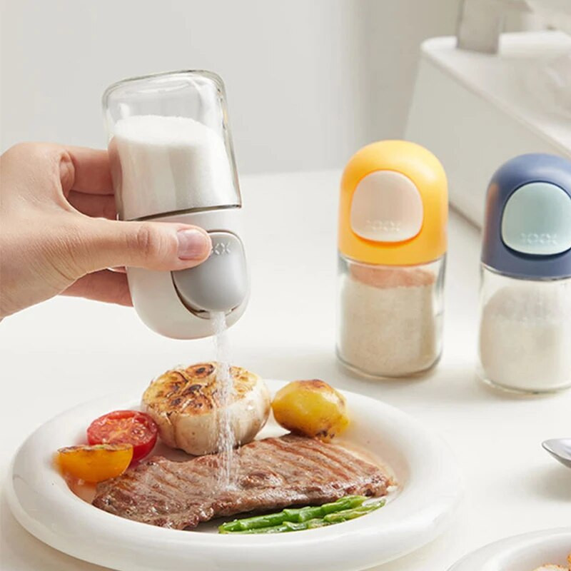 0,5 G dozavimo druskos dozatorius cukraus plaktuvas stiklainio prieskonių laikiklis druskos bakas cukraus butelis virtuvės tvarkyklė ir laikymo talpa