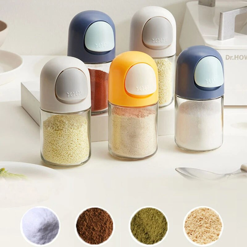 0,5 G dozavimo druskos dozatorius cukraus plaktuvas stiklainio prieskonių laikiklis druskos bakas cukraus butelis virtuvės tvarkyklė ir laikymo talpa