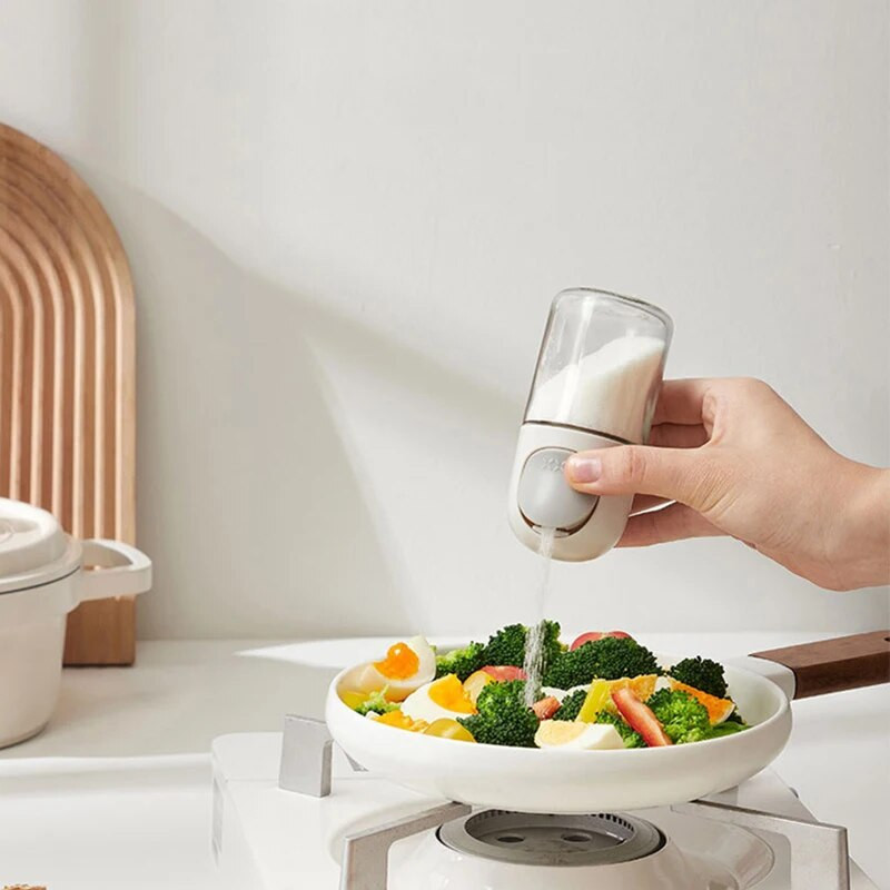 0,5 G dozavimo druskos dozatorius cukraus plaktuvas stiklainio prieskonių laikiklis druskos bakas cukraus butelis virtuvės tvarkyklė ir laikymo talpa