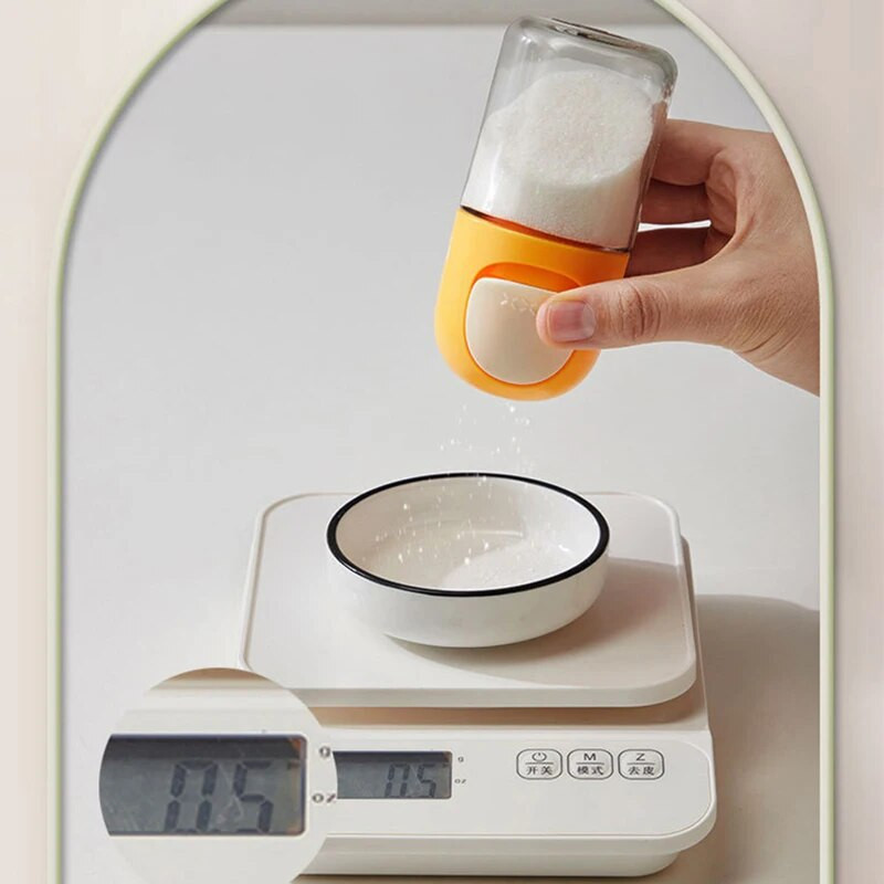 0,5 G dozavimo druskos dozatorius cukraus plaktuvas stiklainio prieskonių laikiklis druskos bakas cukraus butelis virtuvės tvarkyklė ir laikymo talpa