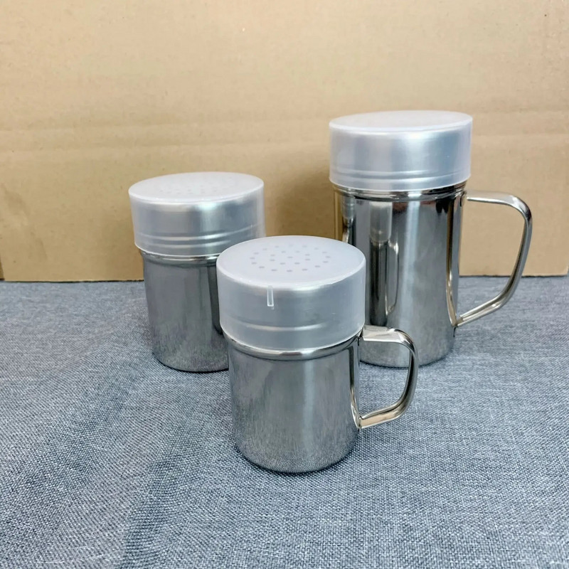 2 τμχ Ανοξείδωτα βάζα ψεκαστήρα σε σκόνη με λαβή αναδευτήρα πιπέρι ζάχαρη αλάτι Διανομέας μπάρμπεκιου σε σκόνη μπουκάλια καρυκευμάτων