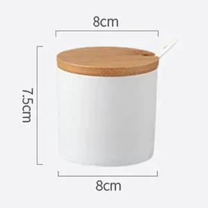 Kerámia fűszerező edény konyhai kellékek doboza, kombinált konyhai kellékek palack olajos sótartó bambusz alappal, 3 készlet
