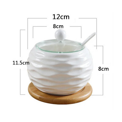 Kerámia fűszerező edény konyhai kellékek doboza, kombinált konyhai kellékek palack olajos sótartó bambusz alappal, 3 készlet