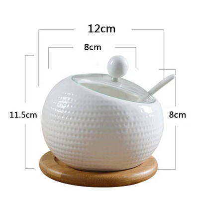 Kerámia fűszerező edény konyhai kellékek doboza, kombinált konyhai kellékek palack olajos sótartó bambusz alappal, 3 készlet