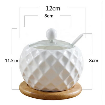 Kerámia fűszerező edény konyhai kellékek doboza, kombinált konyhai kellékek palack olajos sótartó bambusz alappal, 3 készlet