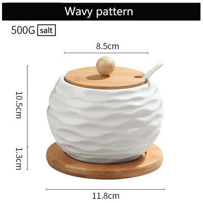 Kerámia fűszerező edény konyhai kellékek doboza, kombinált konyhai kellékek palack olajos sótartó bambusz alappal, 3 készlet