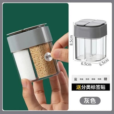 Sticla de condimente 4 în 1 borcan de condimente sigilat multifuncțional cu clapă rezistentă la umiditate recipient pentru condimente de bucătărie instrument de bucătărie pentru condimente