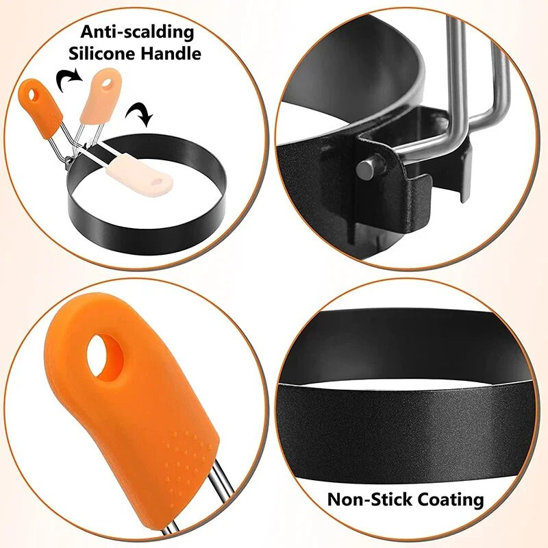 Professionaalne praemunavorm roostevabast terasest munapraerõngas, mittekleepuv ümmargune pannkoogivorm köögiomletivorm munade praadimiseks Tööriistad