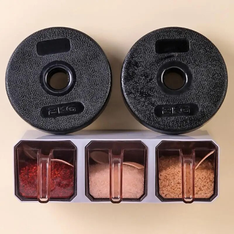 Prieskonių laikymo lentyna virtuvei Cukraus druskos indelių prieskonių talpyklos dėžutė Buitinė ant sienos montuojamas kombinuotas rinkinys be perforavimo