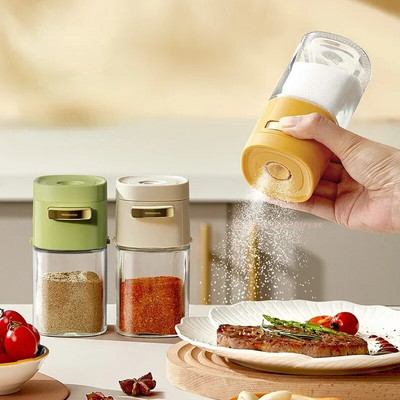 Dozator de sare transparentă portabil Sticlă de control al sării de bucătărie Sticlă de condiment sigilată de uz casnic Borcan de condiment cantitativ pentru săruri