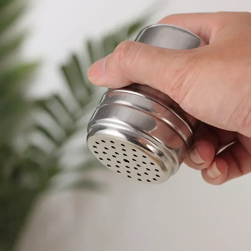 Daugiafunkcis nerūdijančio plieno prieskonių stiklainis Druskos cukraus butelis sukamuoju dangteliu virtuvės prietaisai Prieskonių pipirų plaktuvas Prieskonių indelis