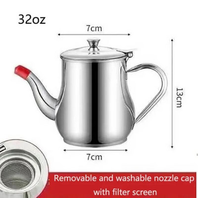 Oală cu filtru de ulei din oțel inoxidabil, rezistentă la uzură, pentru bucătărie, sticlă cu plasă pentru gătit, oală practică pentru strecurătoare de ulei de uz casnic cu plasă fină