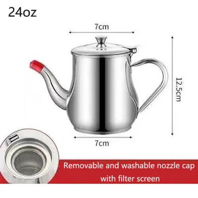 Oală cu filtru de ulei din oțel inoxidabil, rezistentă la uzură, pentru bucătărie, sticlă cu plasă pentru gătit, oală practică pentru strecurătoare de ulei de uz casnic cu plasă fină