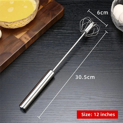 Poluautomatska mutilica za jaja Pjenjača za jaja od nehrđajućeg čelika 304 Ručni ručni mikser Samookretna mješalica za jaja Kuhinjski dodaci Alati za jaja