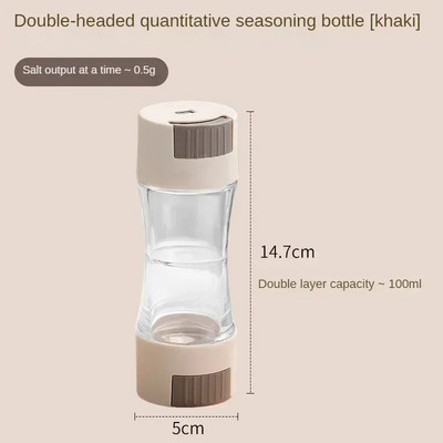 0,5 g dozavimo druskos purtyklė preso tipo dozatorius Dvigalvis cukraus prieskonių pipirų prieskonių butelis Kiekybinis pabarstomas druskos įrankis