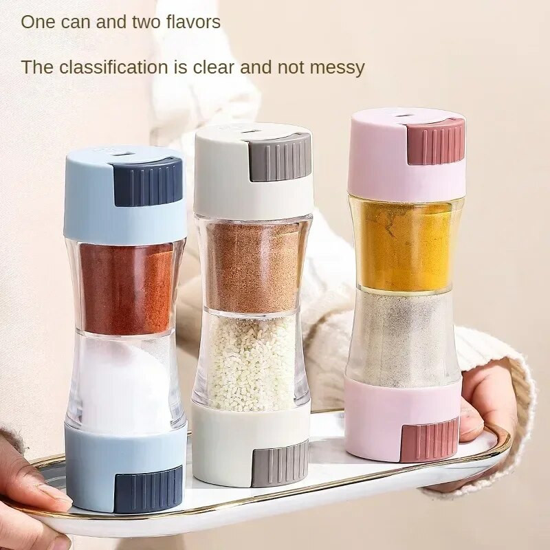 0,5 g dozavimo druskos purtyklė preso tipo dozatorius Dvigalvis cukraus prieskonių pipirų prieskonių butelis Kiekybinis pabarstomas druskos įrankis