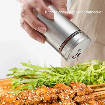 Ανοξείδωτο ατσάλι Spice Pepper Shakers Περιστρεφόμενο κάλυμμα Καρύκευμα Μπουκάλι Αλάτι Ζάχαρη Καρυκεύματα Κασσίτερος Κάμπινγκ BBQ Βαζάκια Κουζίνας