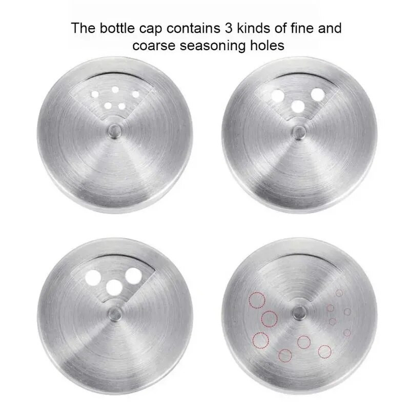Ανοξείδωτο ατσάλι Spice Pepper Shakers Περιστρεφόμενο κάλυμμα Καρύκευμα Μπουκάλι Αλάτι Ζάχαρη Καρυκεύματα Κασσίτερος Κάμπινγκ BBQ Βαζάκια Κουζίνας