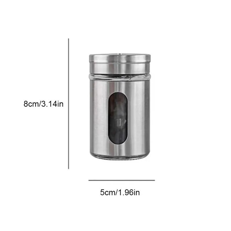 Ανοξείδωτο ατσάλι Spice Pepper Shakers Περιστρεφόμενο κάλυμμα Καρύκευμα Μπουκάλι Αλάτι Ζάχαρη Καρυκεύματα Κασσίτερος Κάμπινγκ BBQ Βαζάκια Κουζίνας